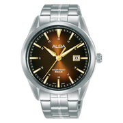ساعة يد ألبا رجالي برستيج سوار استانلس ستيل مينا بني × أسود AS9N79X1