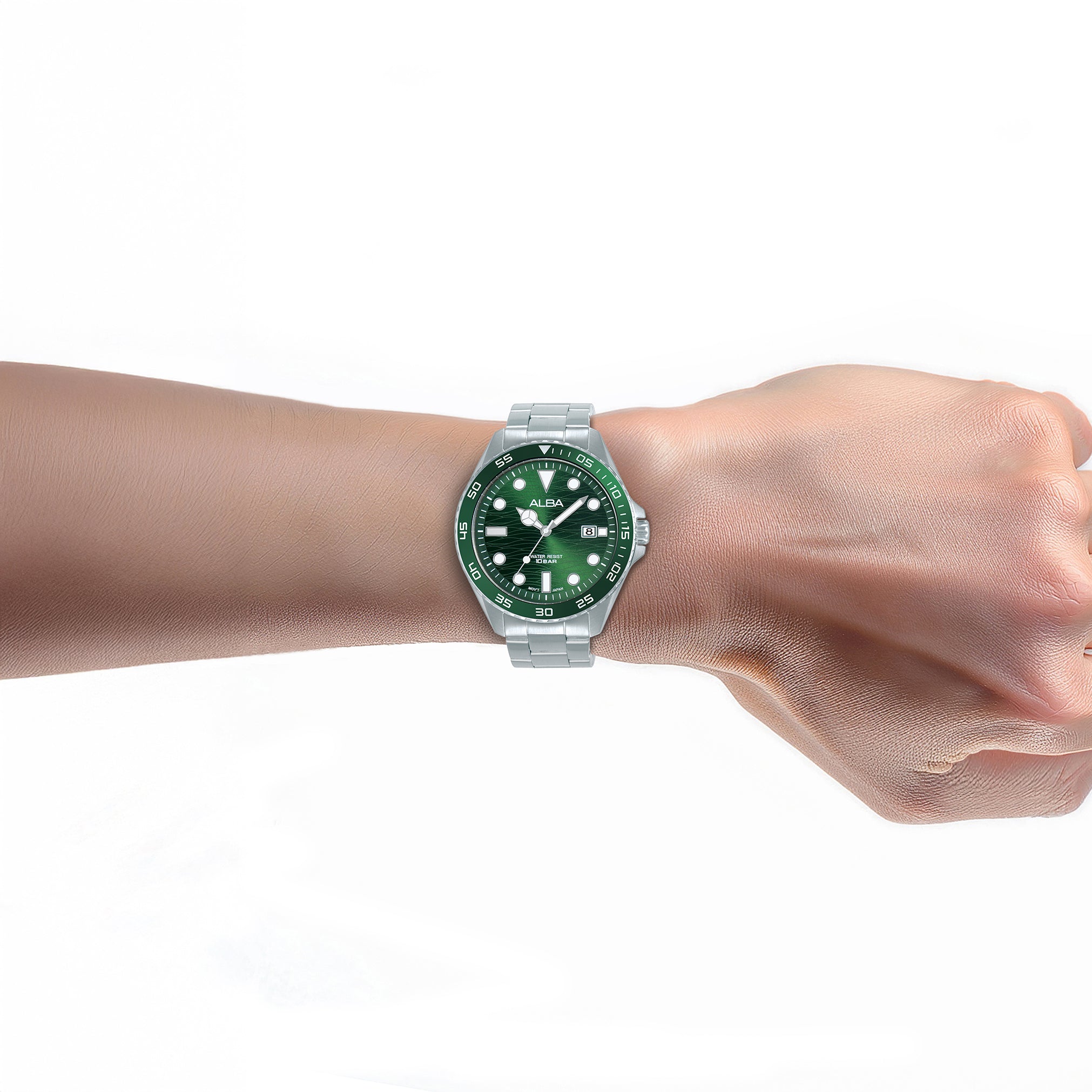 Alba Men's Watch Active Stainless Steel Band Green Dial AS9V59X1