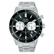 ساعة يد ألبا رجالي أكتيف سوار استانلس ستيل مينا أسود × أبيض AT3J79X1