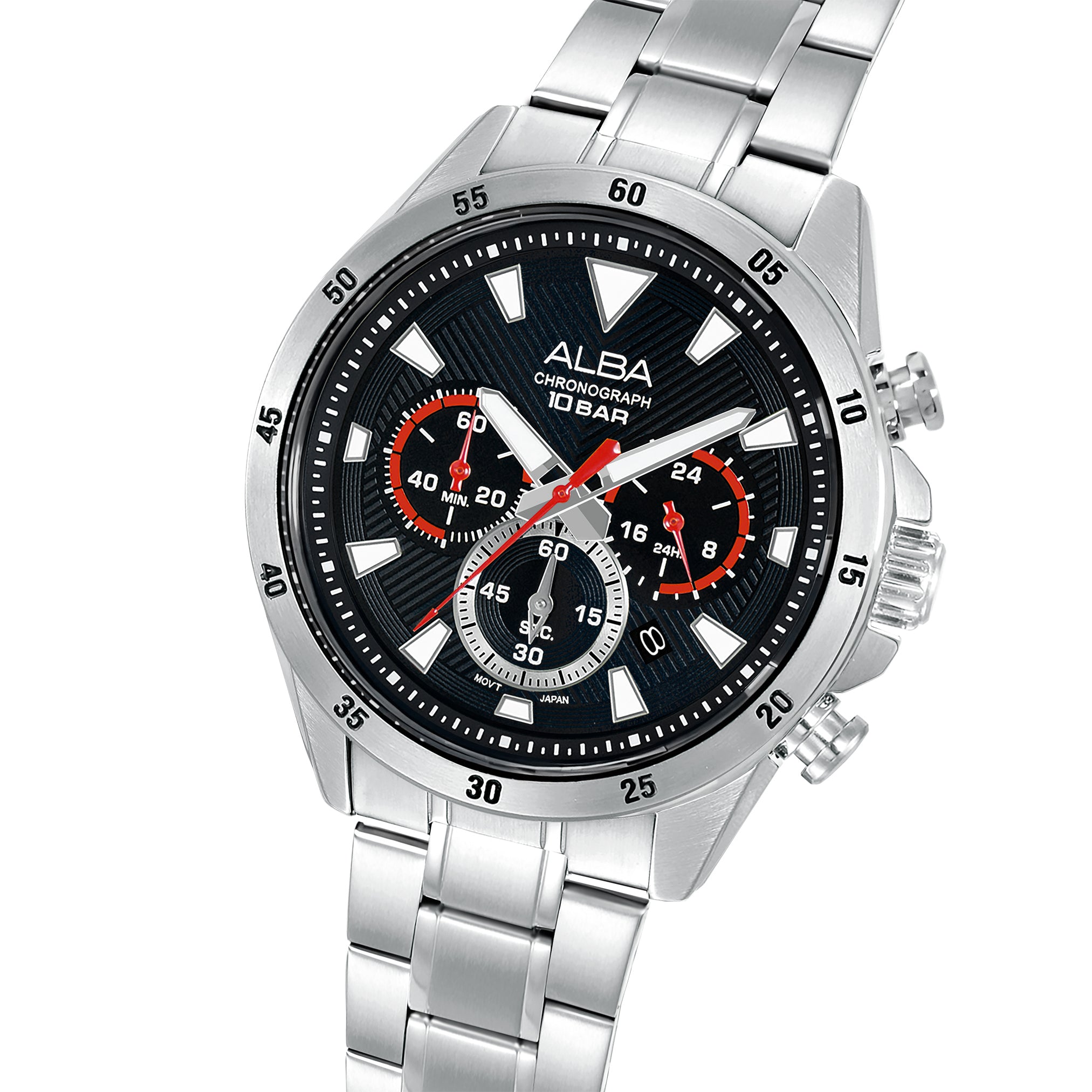 Alba Men's Watch Active Stainless Steel Band Black Dial AT3K63X1