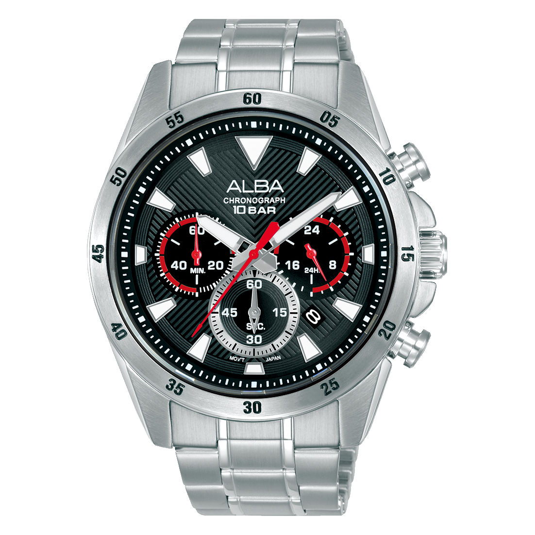 Alba Men's Watch Active Stainless Steel Band Black Dial AT3K63X1