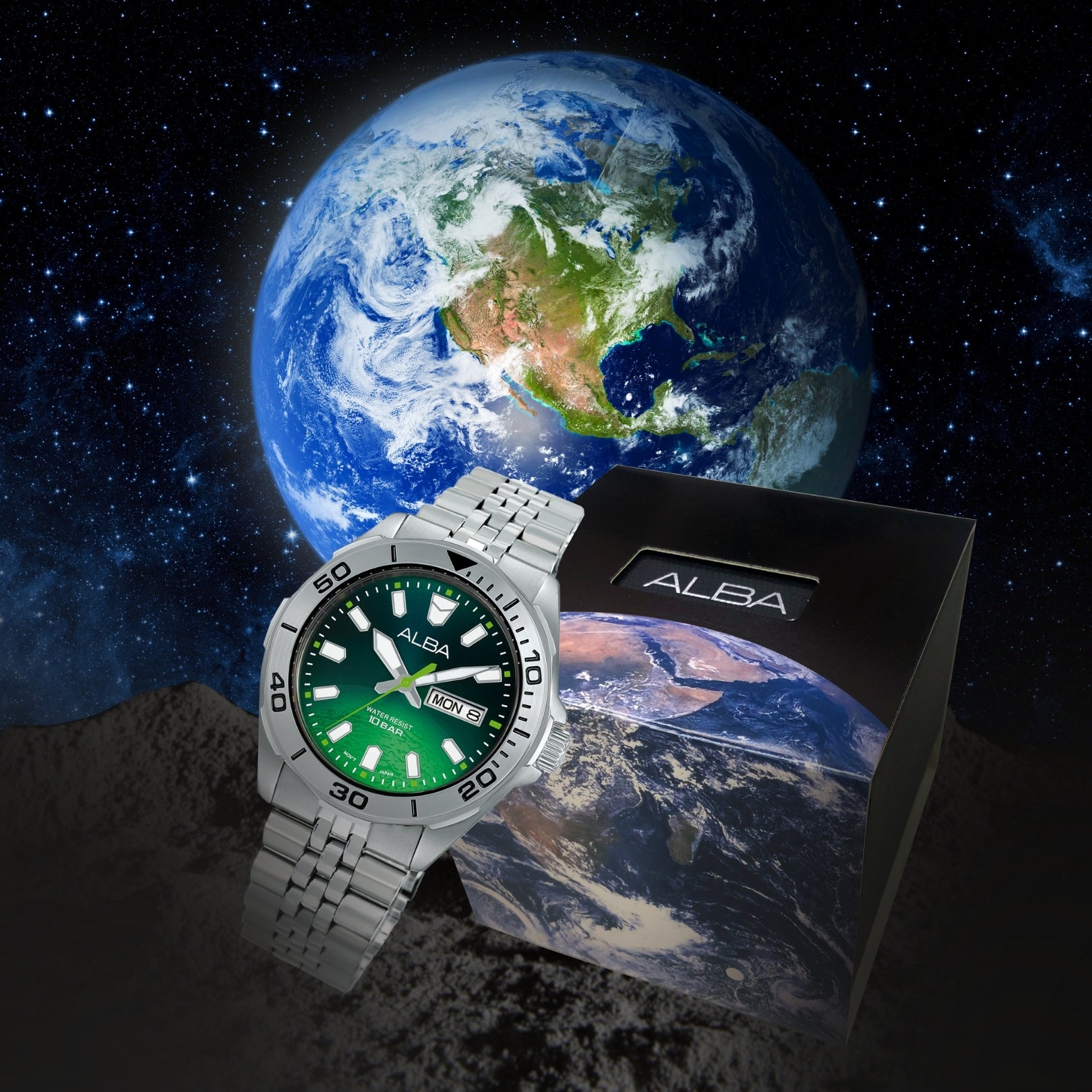 Alba Men's Watch Active Stainless Steel Band Blue X Green Dial AV3579X1