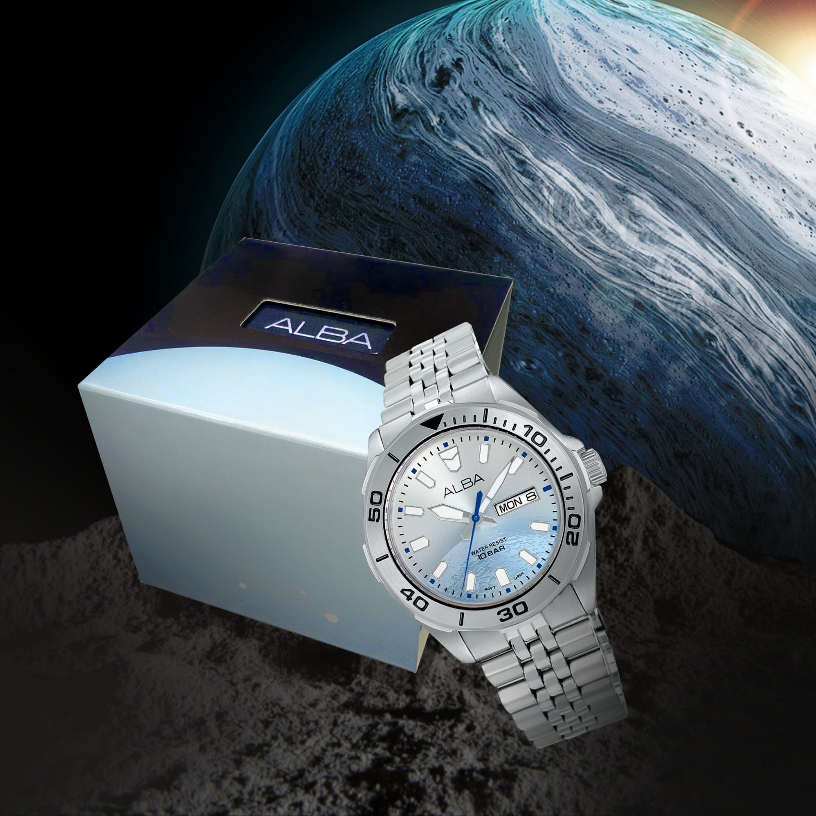 Alba Men's Watch Active Stainless Steel Band Silver X Blue Dial AV3587X1
