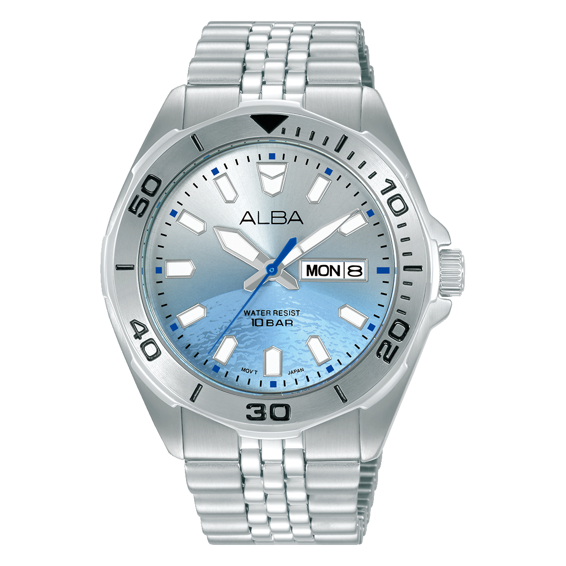 Alba Men's Watch Active Stainless Steel Band Silver X Blue Dial AV3587X1