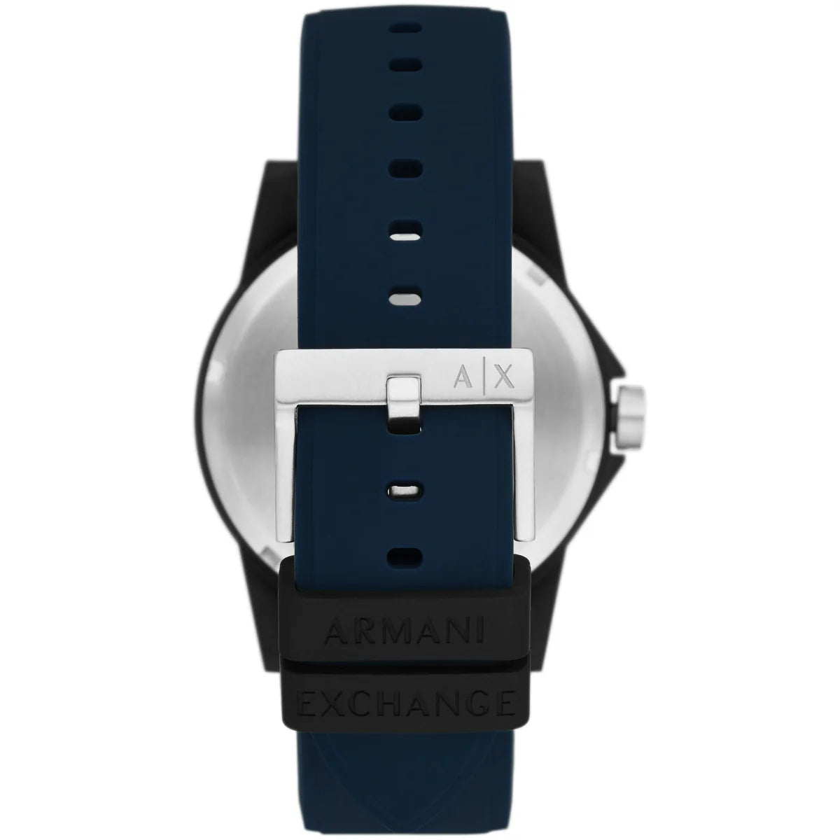 Armani Exchange Men's Analog Watch – Black Dial with Blue Silicone Strap