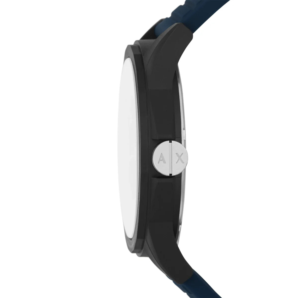 Armani Exchange Men's Analog Watch – Black Dial with Blue Silicone Strap