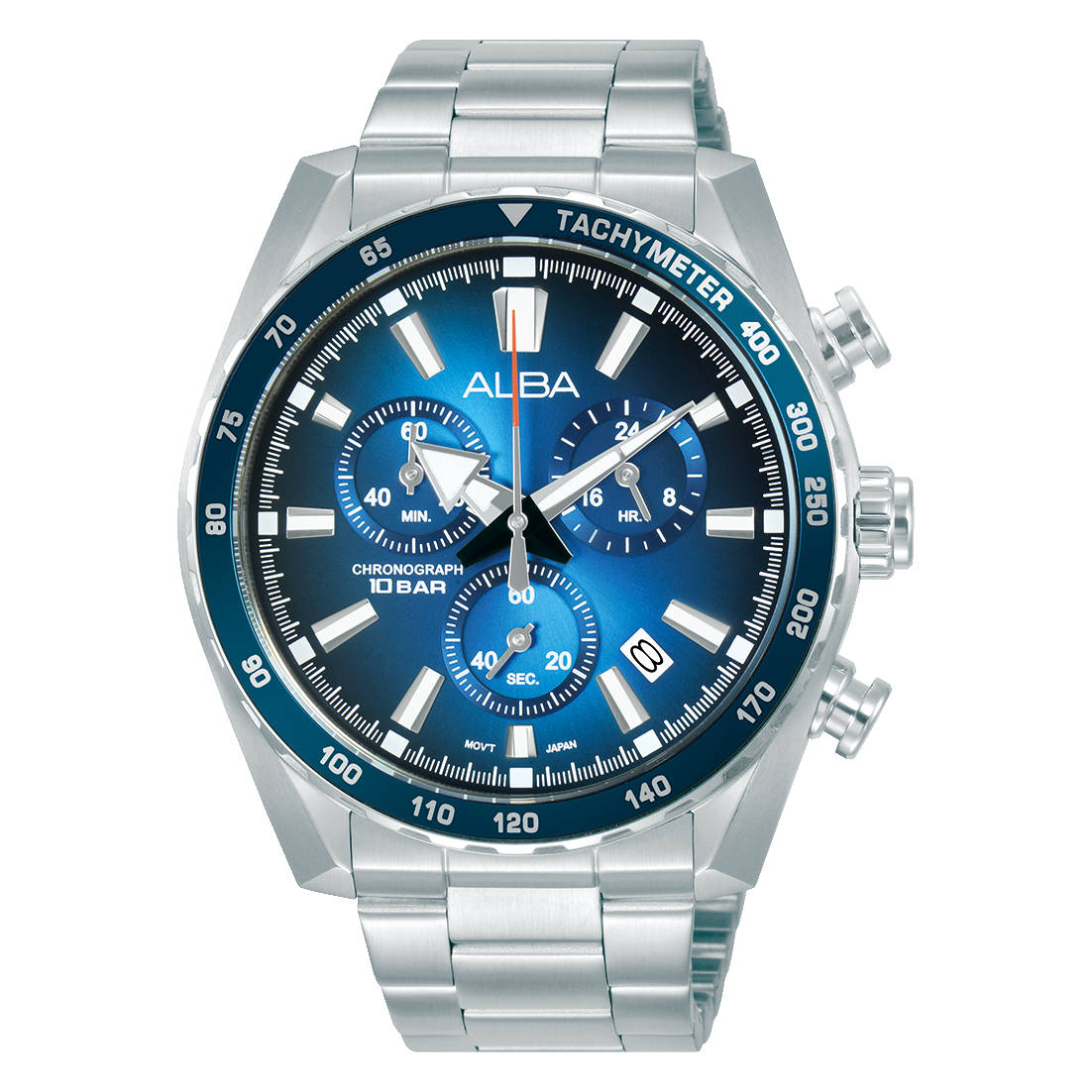 ساعة يد ألبا رجالي فلاجشيب سوار استانلس ستيل مينا أزرق AX7001X1