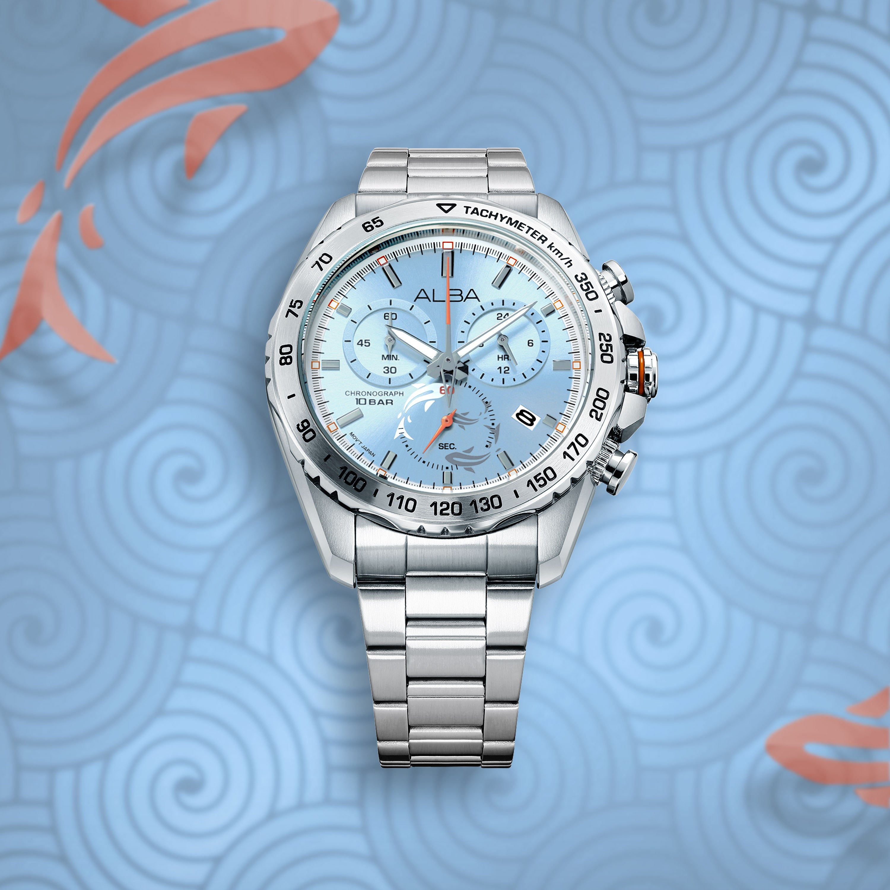 Alba Flagship Men's Stainless Steel Bracelet Watch Light Blue Dial AX7019X1