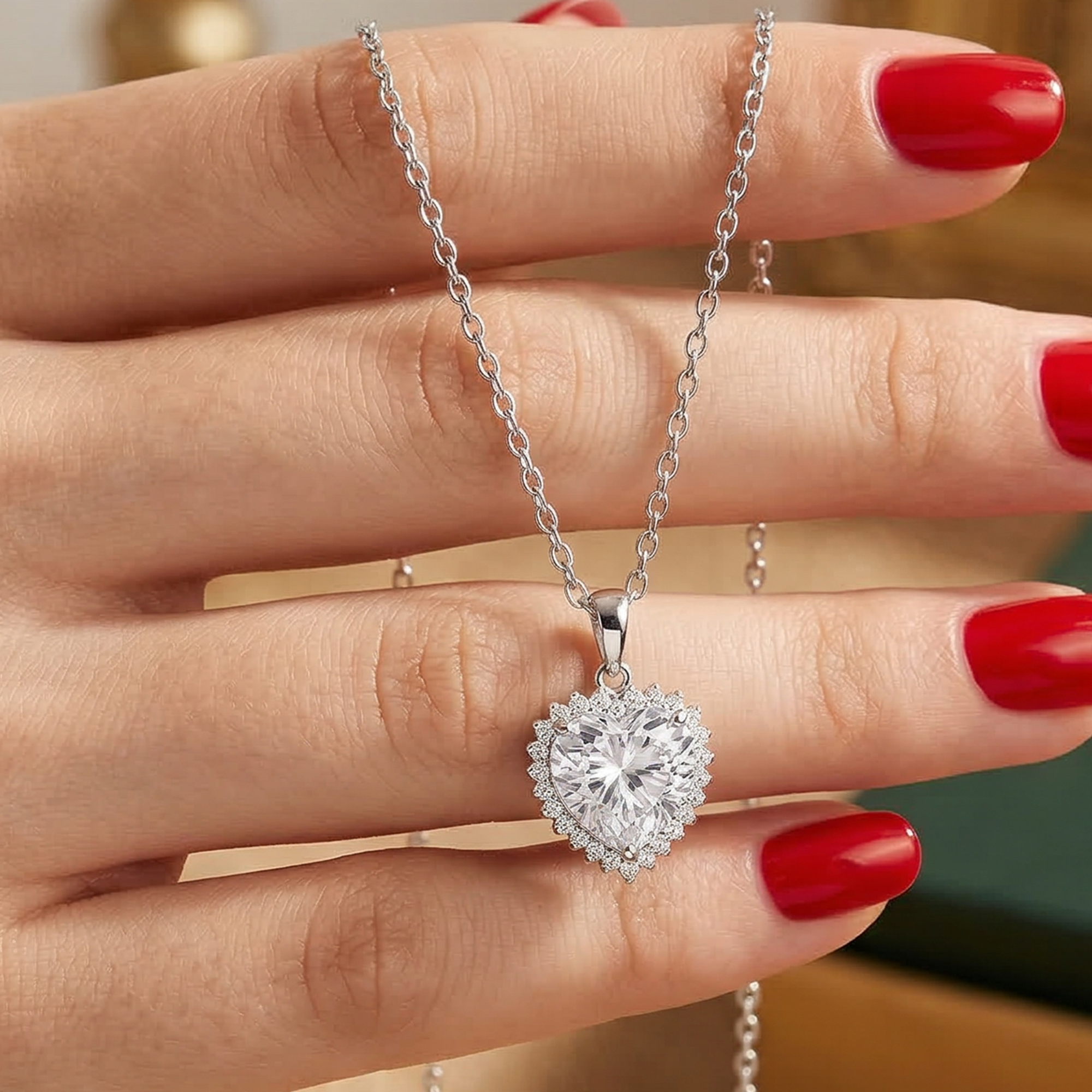 Classic Heart Necklace with a Luxurious Shine – 925 Silver