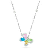 925 Silver Sky-Blue Necklace Surrounded by Sparkling Stones