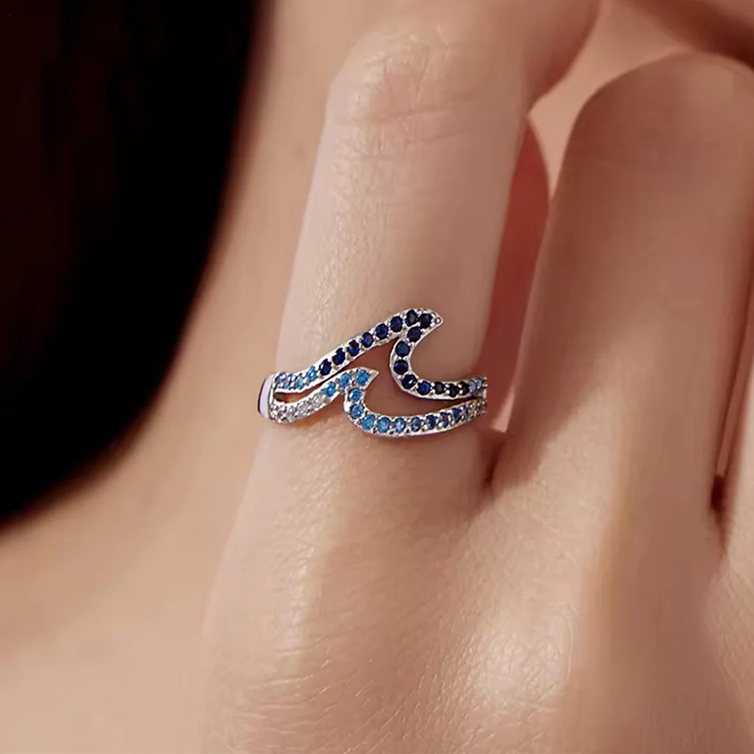 خاتم فضة عيار 925 بتصميم أمواج