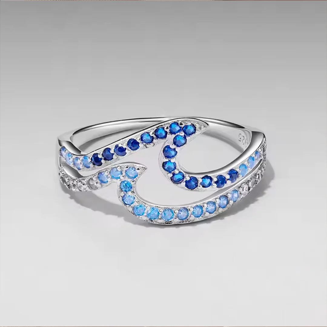 خاتم فضة عيار 925 بتصميم أمواج