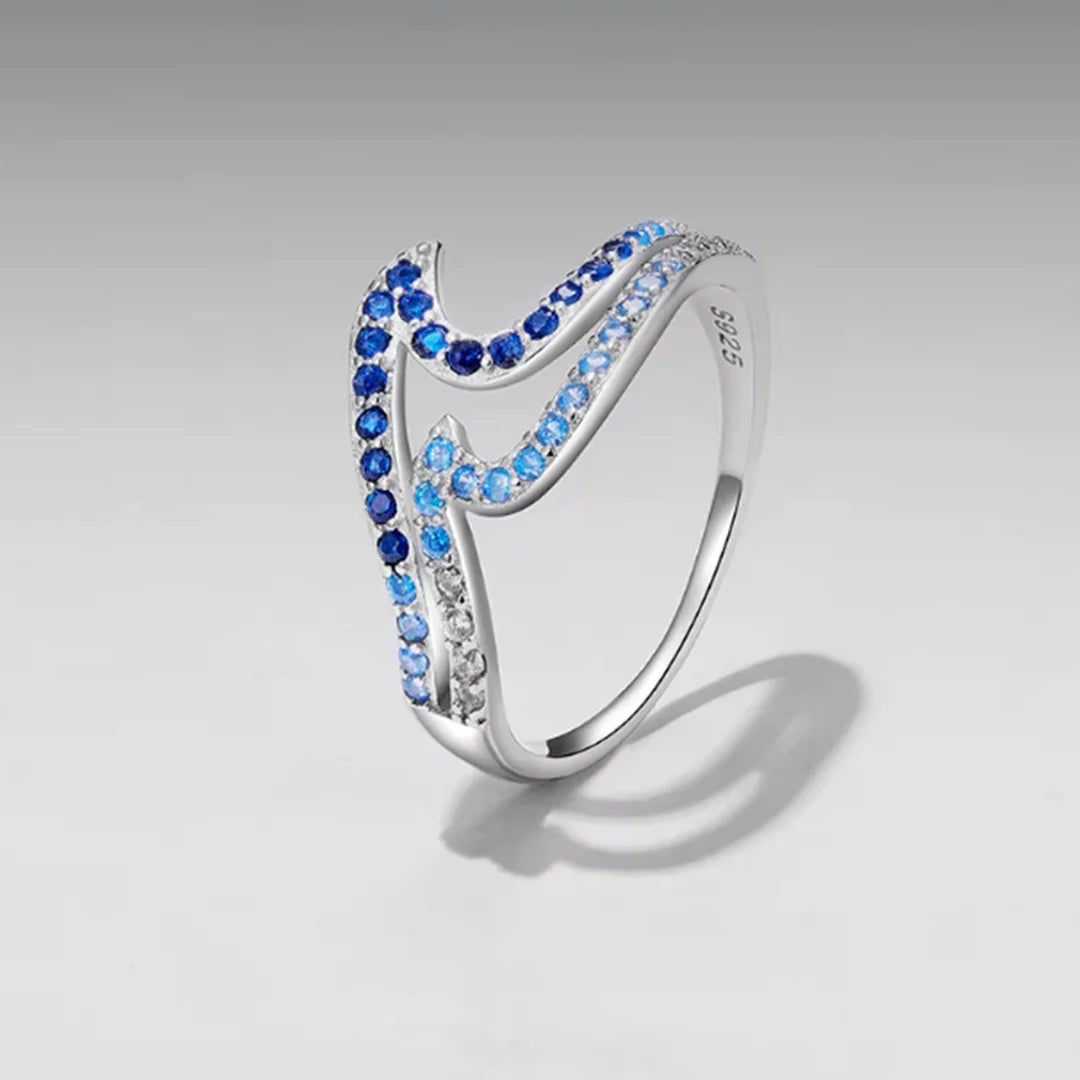 خاتم فضة عيار 925 بتصميم أمواج