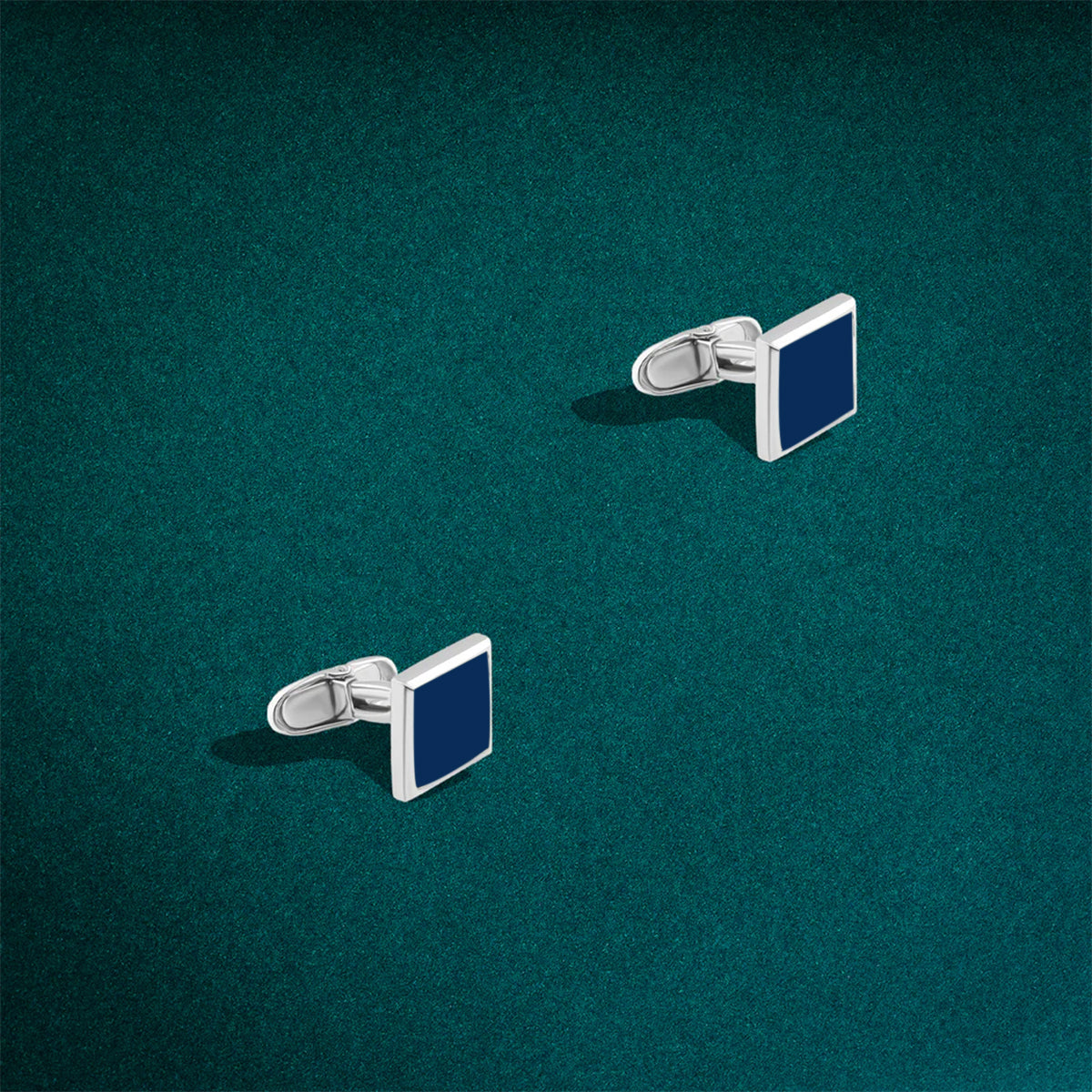 Men’s Italian 925 Silver Cufflink with Square Design and Lapis Stone