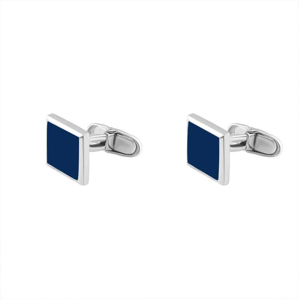 Men’s Italian 925 Silver Cufflink with Square Design and Lapis Stone