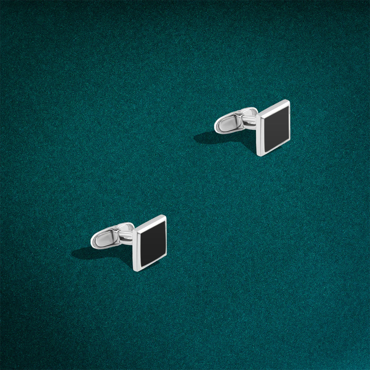 Men’s 925 Silver Cufflink with Elegant Square Design and Onyx Stone