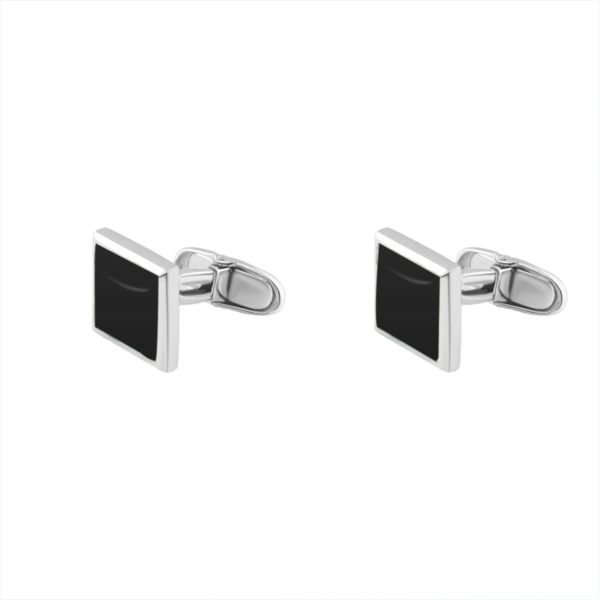 Men’s 925 Silver Cufflink with Elegant Square Design and Onyx Stone