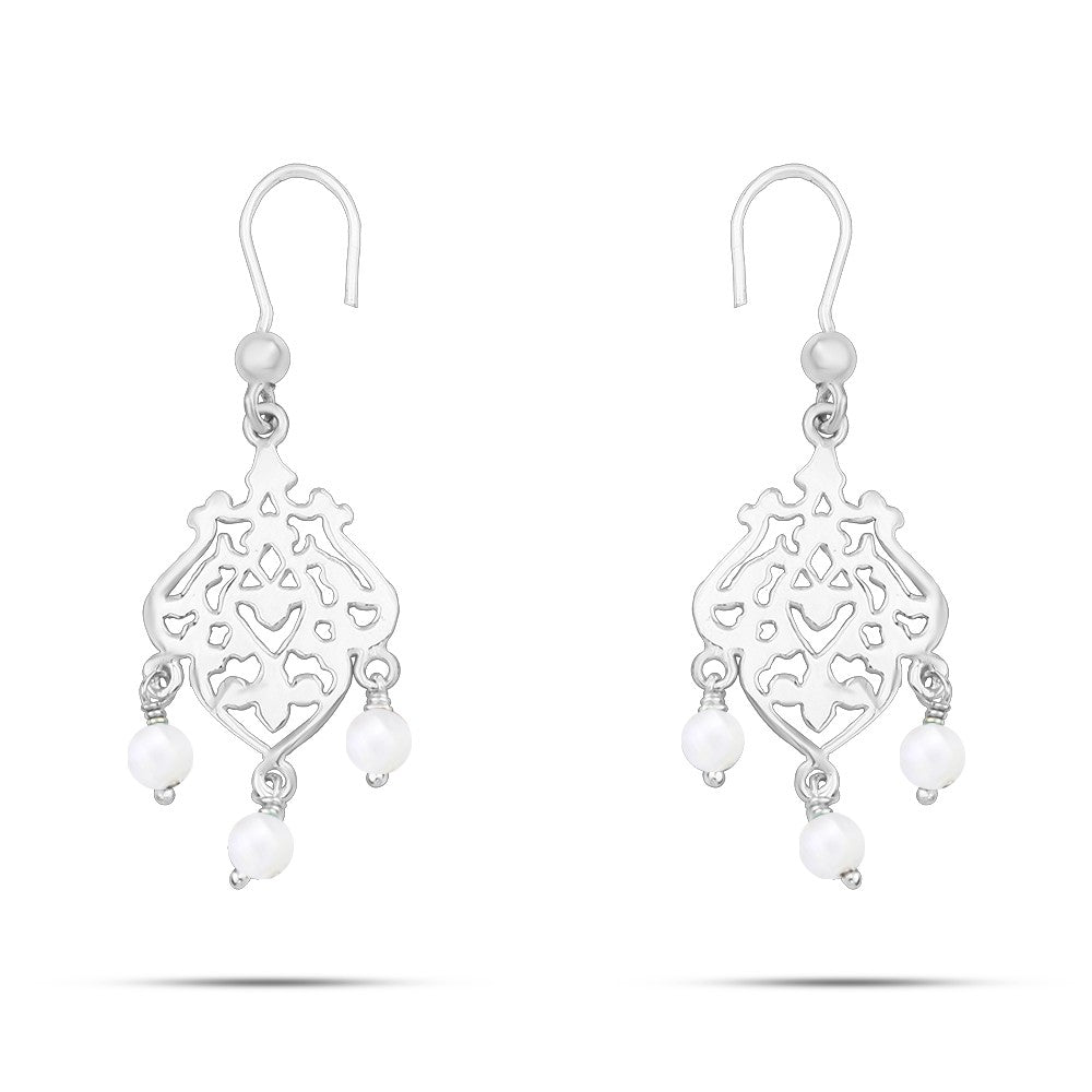 Silver hoop with an Arabic hollow design