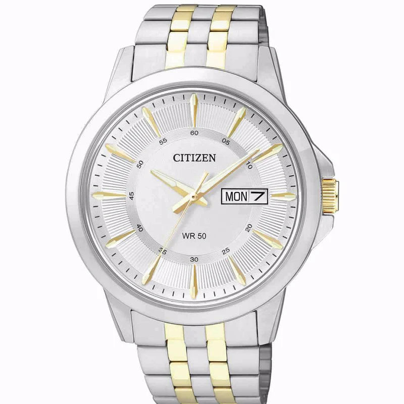 Citizen Stainless Steel Watch for Men with Silver & Gold Bracelet BF2018-52A