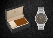 Bigotti Milano Men’s Watch BG.1.10485‑1 – Stainless Steel Bracelet with Card-Holder Gift Set