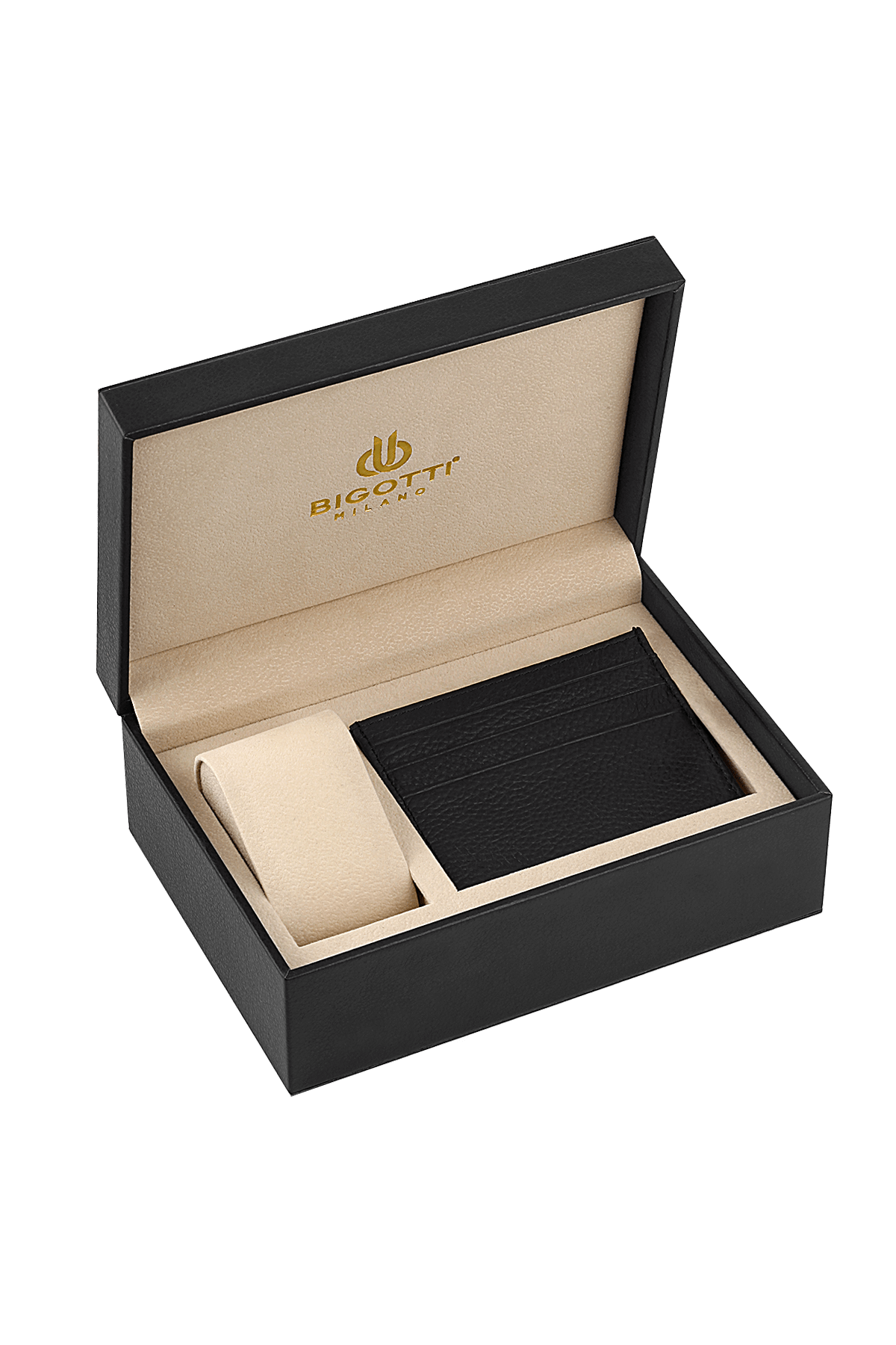 ساعه بيجوتي رجالية BG.1.10485‑4 – سوار ستانلس ستيل مع حامل بطاقات جلدي