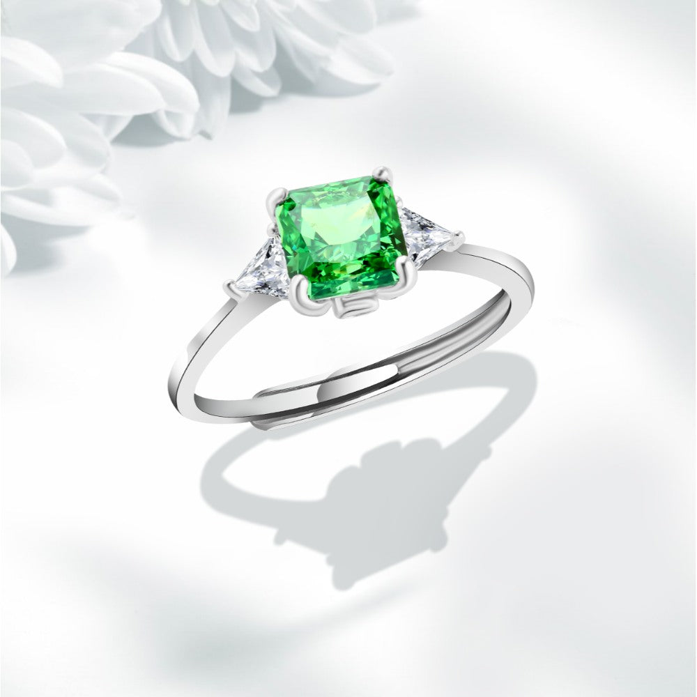 Green Zircon 925 Silver Ring