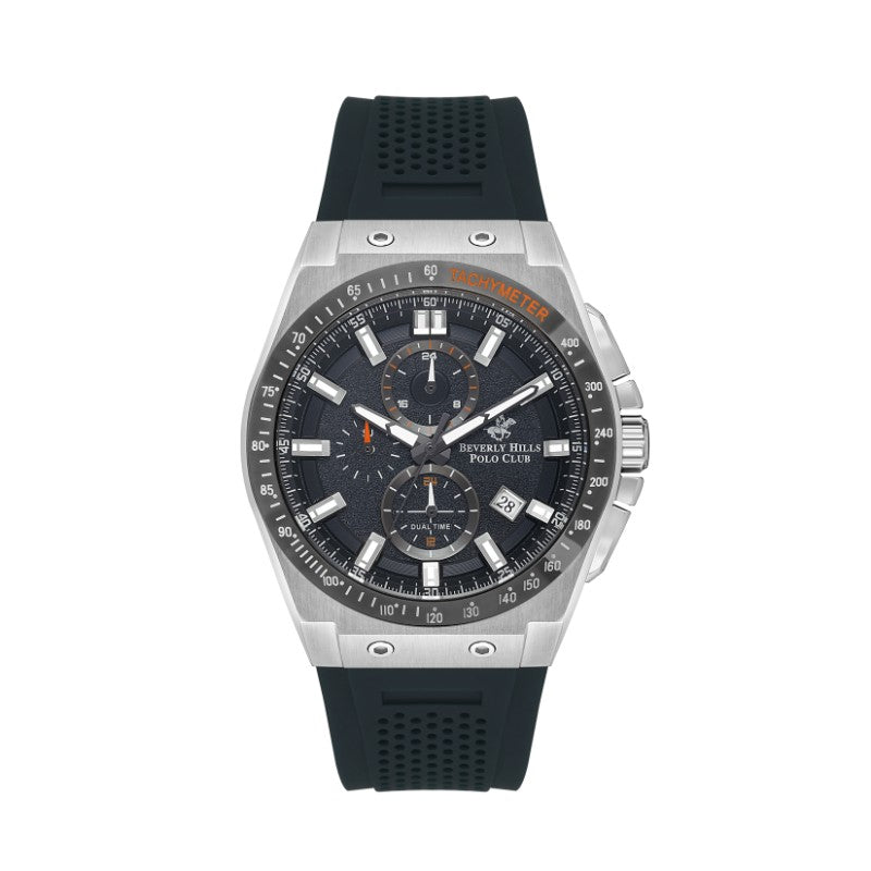 Beverly Hills Polo Club Men's Multi-Function Watch with Black Rubber Strap

