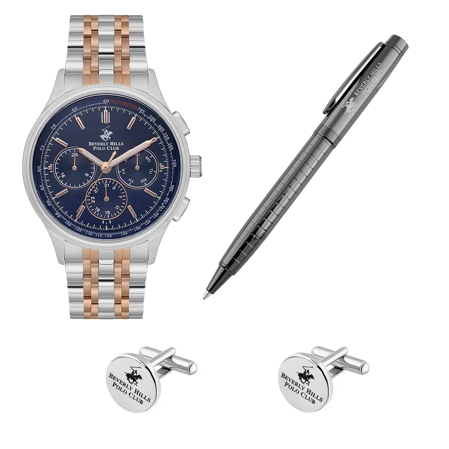Beverly Hills Polo Club Men’s Multifunction Watch with Dark Blue Dial – BP3556X.590