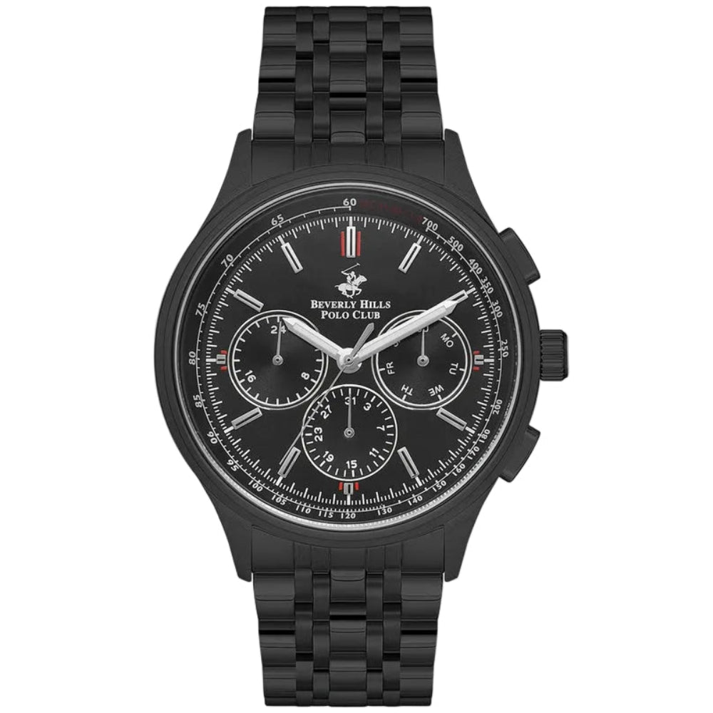 Beverly Hills Polo Club Black Dial Black Stainless Steel Men's Watch
