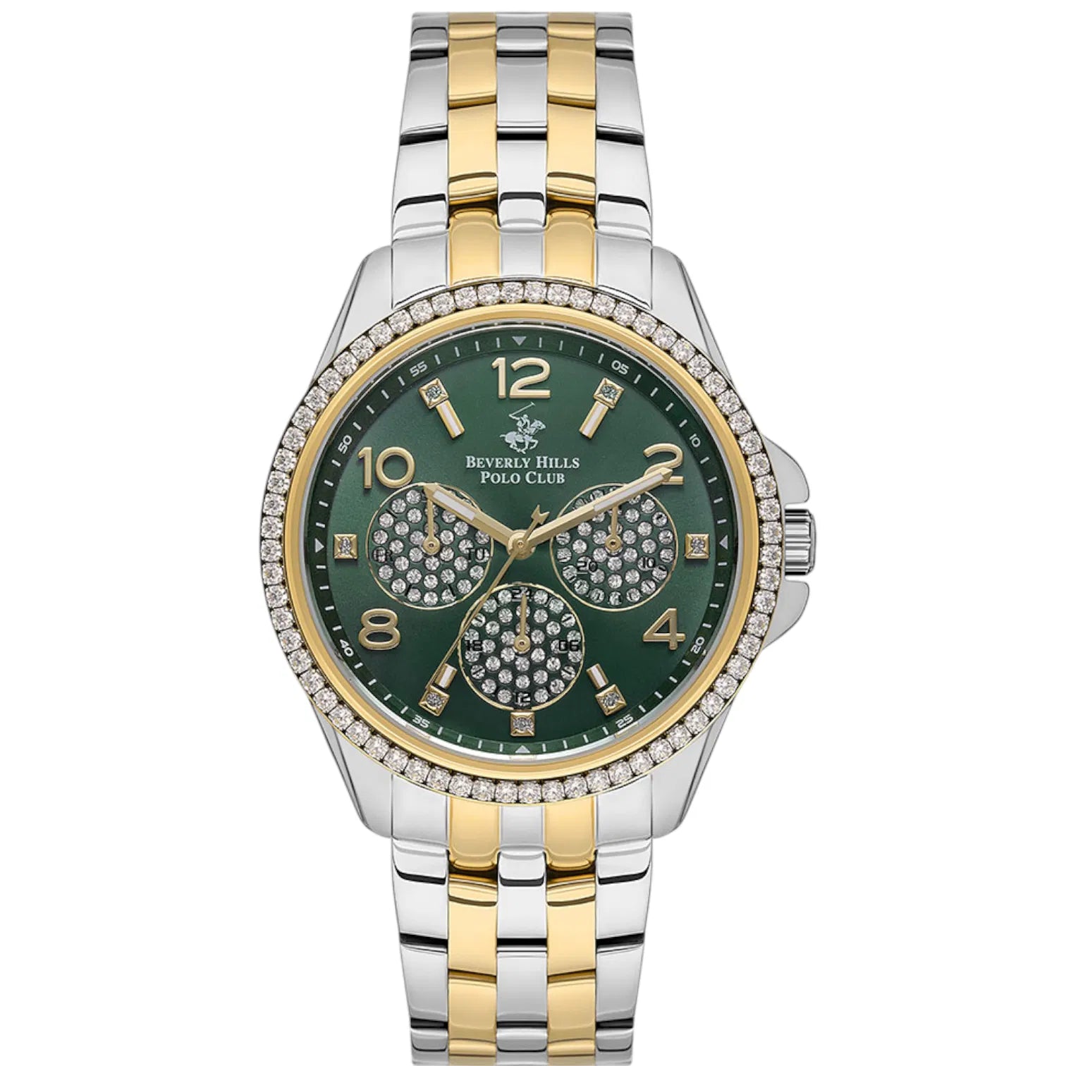 ساعة بيفرلي هيلز بولو كلوب النسائية التناظرية ذات الميناء الأخضر – BP3572C.270