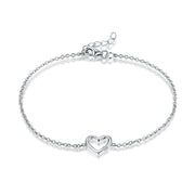 925 sterling silver bracelet with a soft and delicate heart design