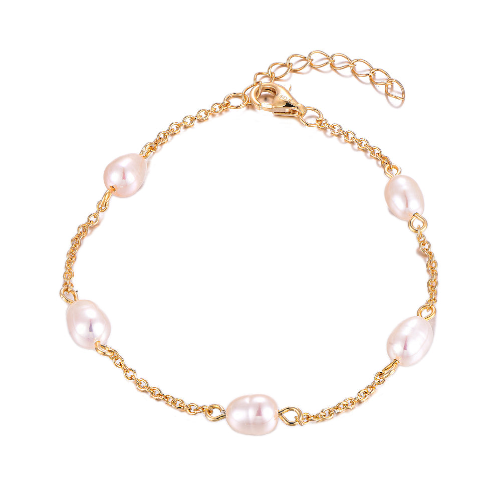 إنسيال لؤلؤ بسيط وراقي فضة عيار 925 مطلي ذهب