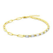 Gold-Plated 925 Silver Bracelet with Shiny Rectangular Beads