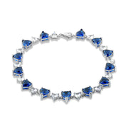 Blue Zircon Heart Bracelet – 925 Silver