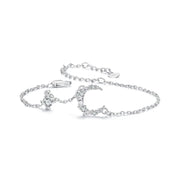 انسيال فضه عيار 925 بتصميم هلال مرصع بفصوص الزركون اللامعة