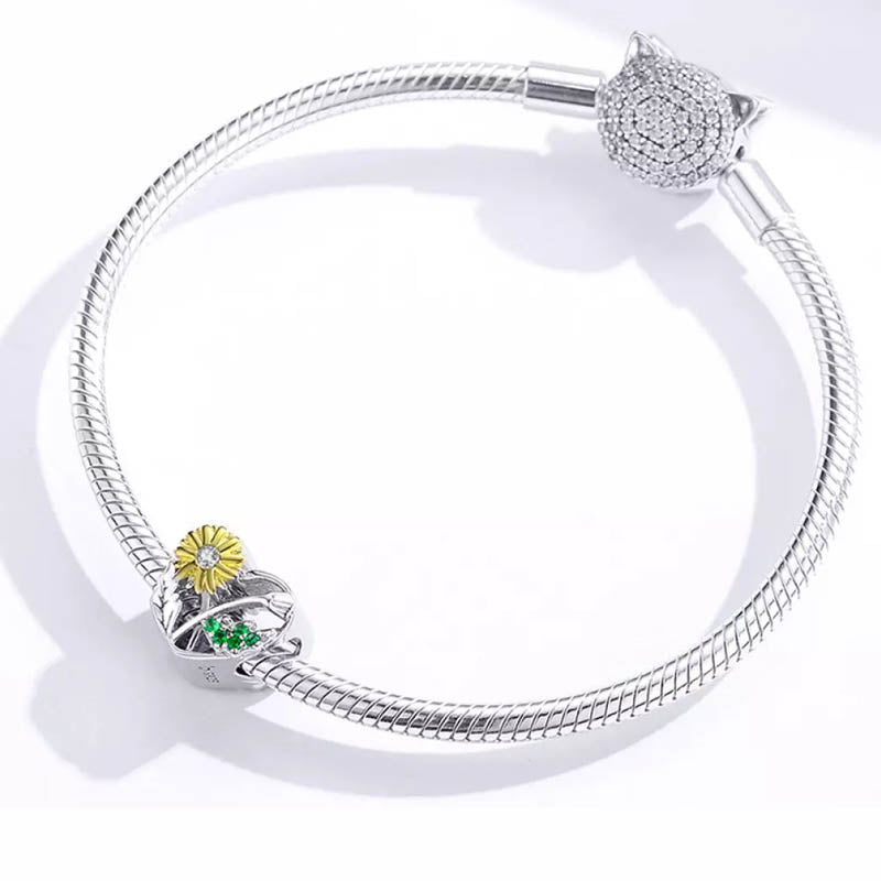 Yellow flower 925 Silver Charm/Pendant