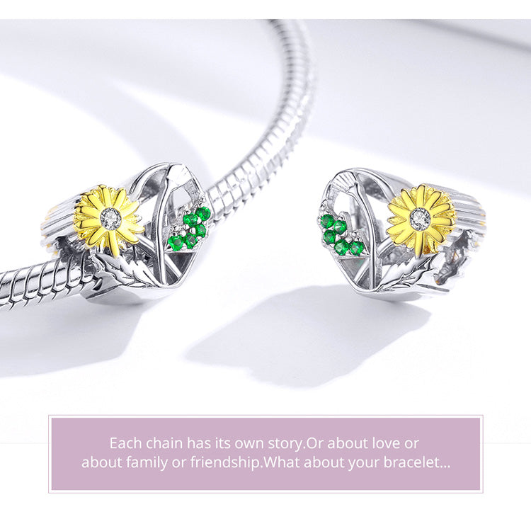 Yellow flower 925 Silver Charm/Pendant