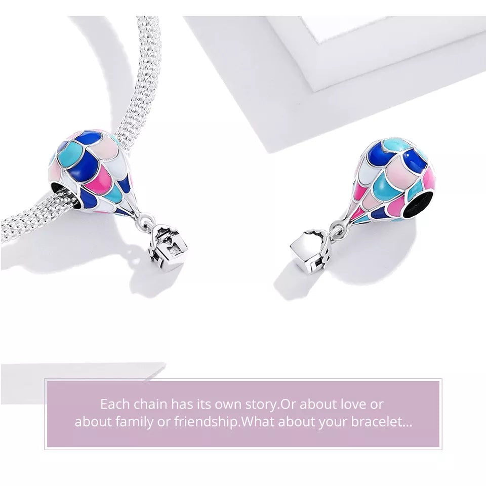 دلاية انسيال فضة عيار 925 علي شكل بيت المنطاد الملون