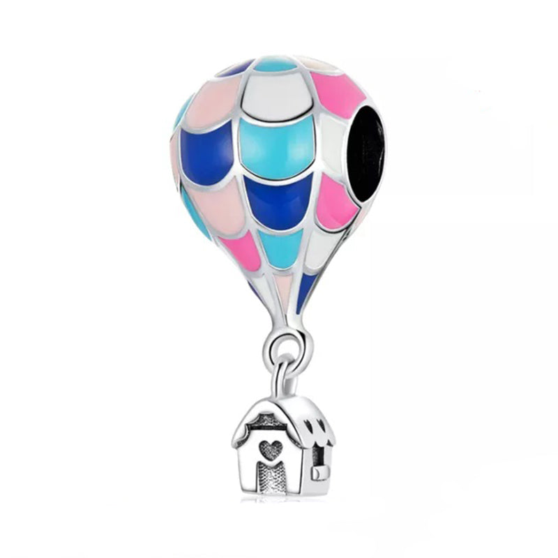 دلاية انسيال فضة عيار 925 علي شكل بيت المنطاد الملون