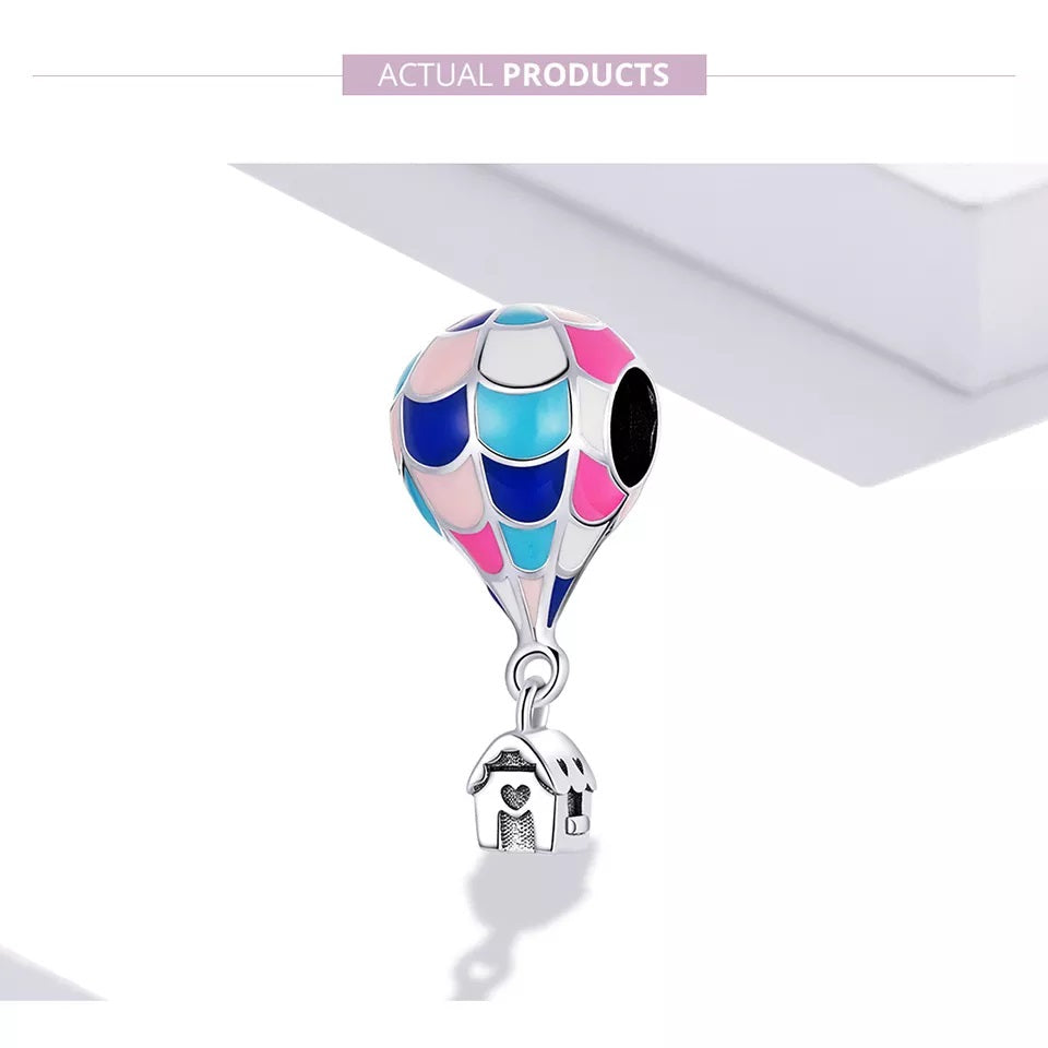 دلاية انسيال فضة عيار 925 علي شكل بيت المنطاد الملون