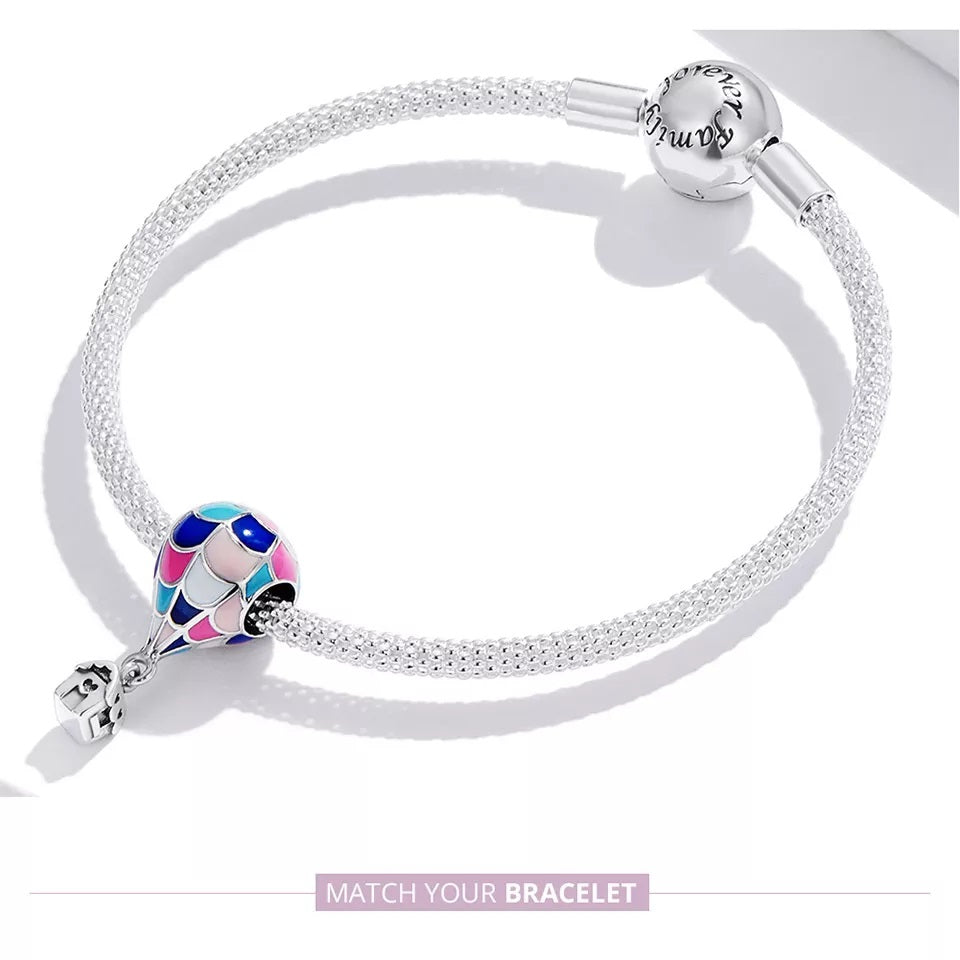 دلاية انسيال فضة عيار 925 علي شكل بيت المنطاد الملون