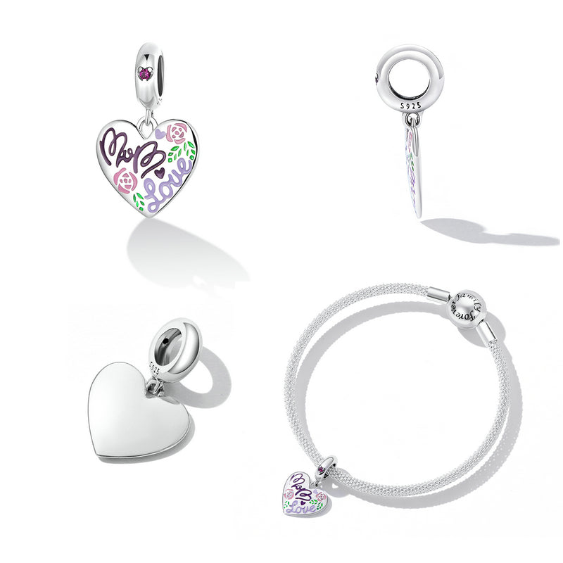 دلاية انسيال فضة عيار 925 علي شكل زهرة قلب عيد الأم