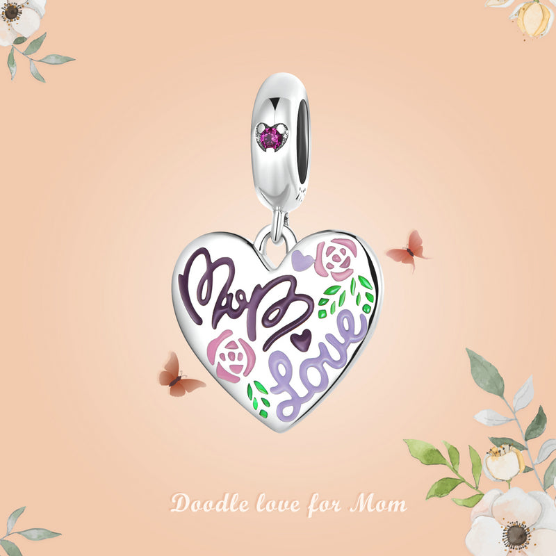 دلاية انسيال فضة عيار 925 علي شكل زهرة قلب عيد الأم