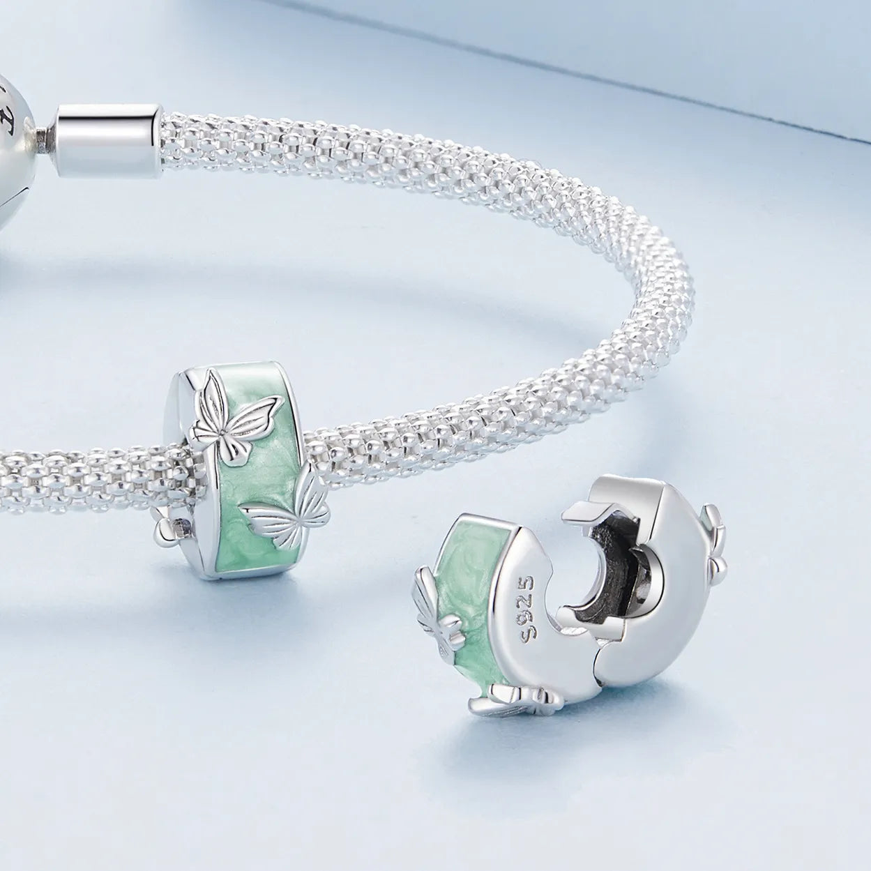 Raised Butterflies 925 Silver Charm