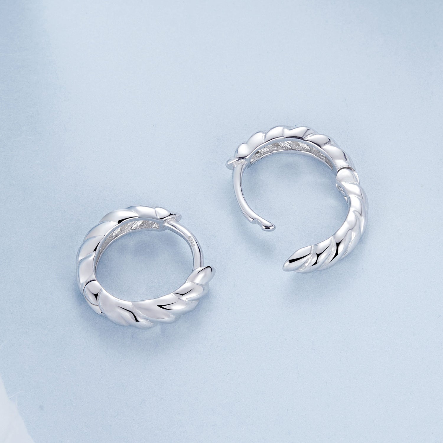 Twisted Hoop Earrings 925 Sterling Silver