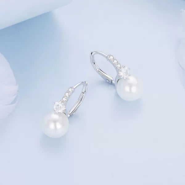 Pearl Earrings Crowned Zircon – 925 Silver