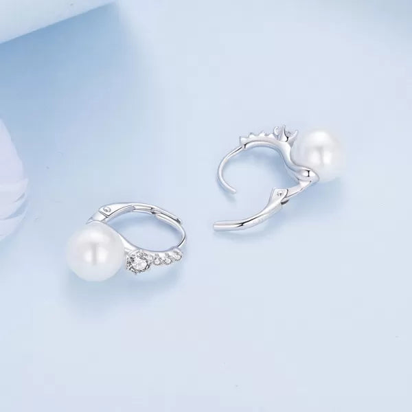 Pearl Earrings Crowned Zircon – 925 Silver