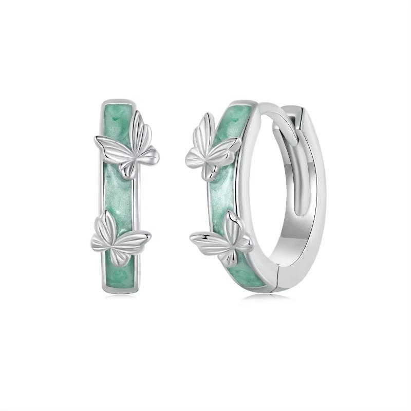 Green Butterfly 925 Silver Earring