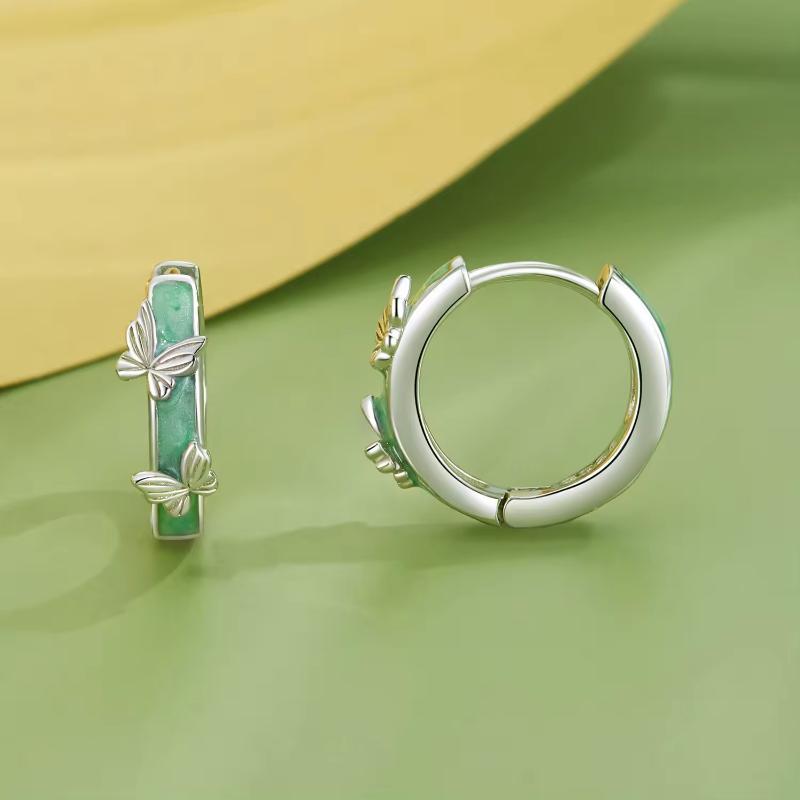 Green Butterfly 925 Silver Earring