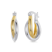 حلق فضة عيار 925 علي شكل دائري المزدوج